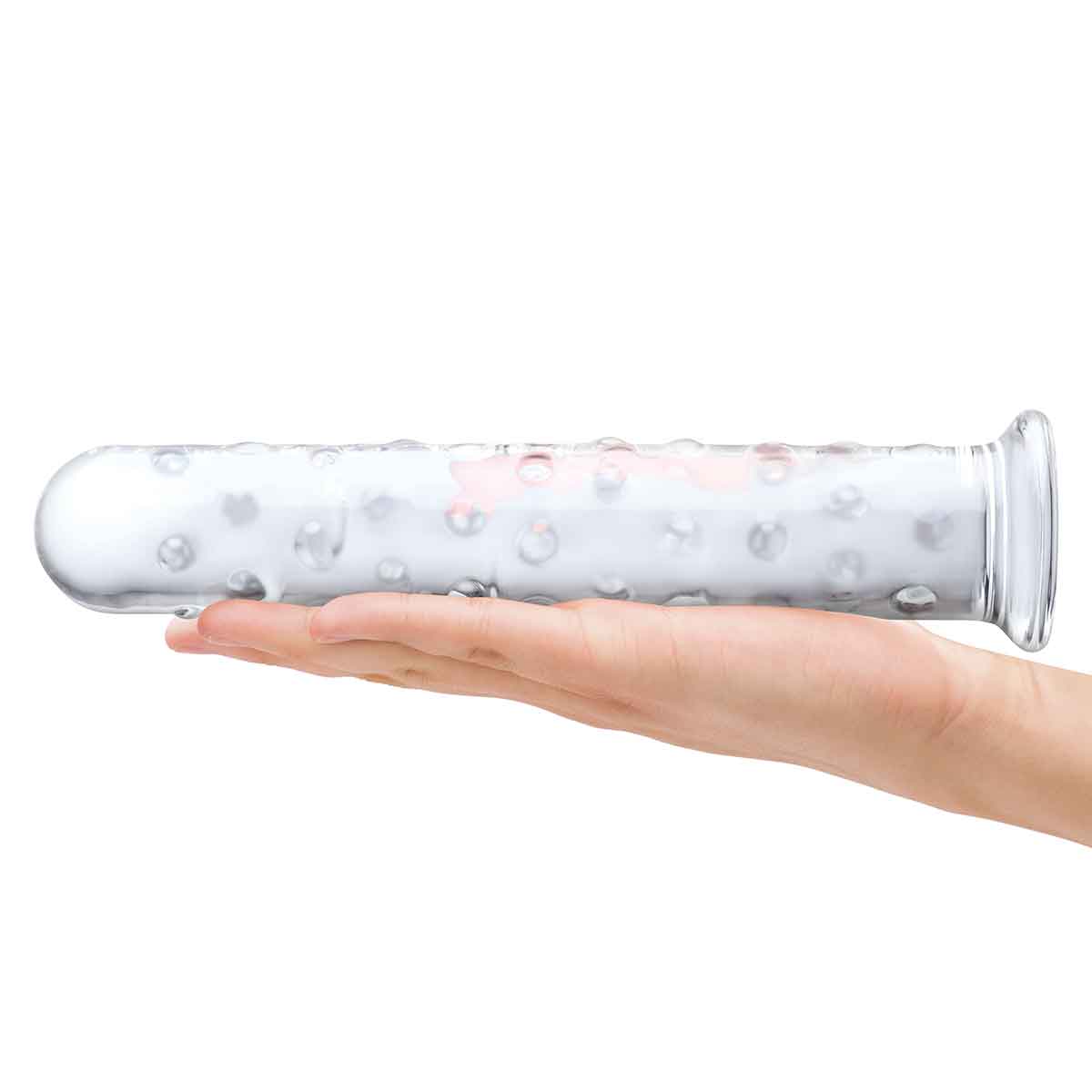 Glas Прямой стеклянный фаллос с массажным рельефом 10" EXTRA LARGE GLASS DILDO