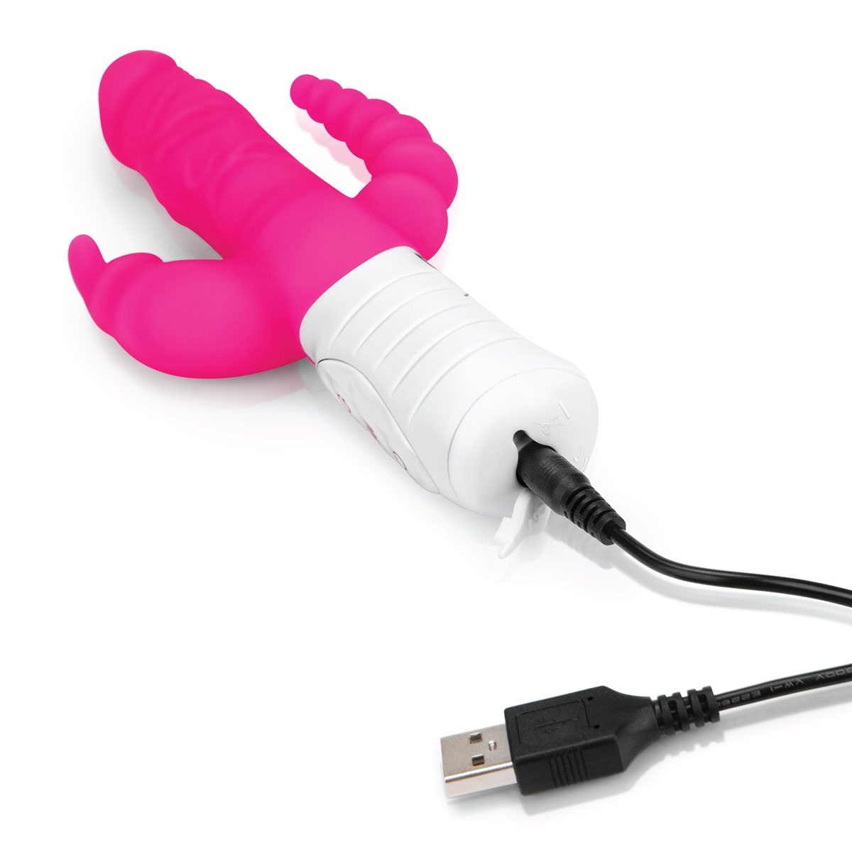Rabbit Essentials Тонкий кролик-реалистик с двойным проникновением SLIM DOUBLE PENETRATION розовый