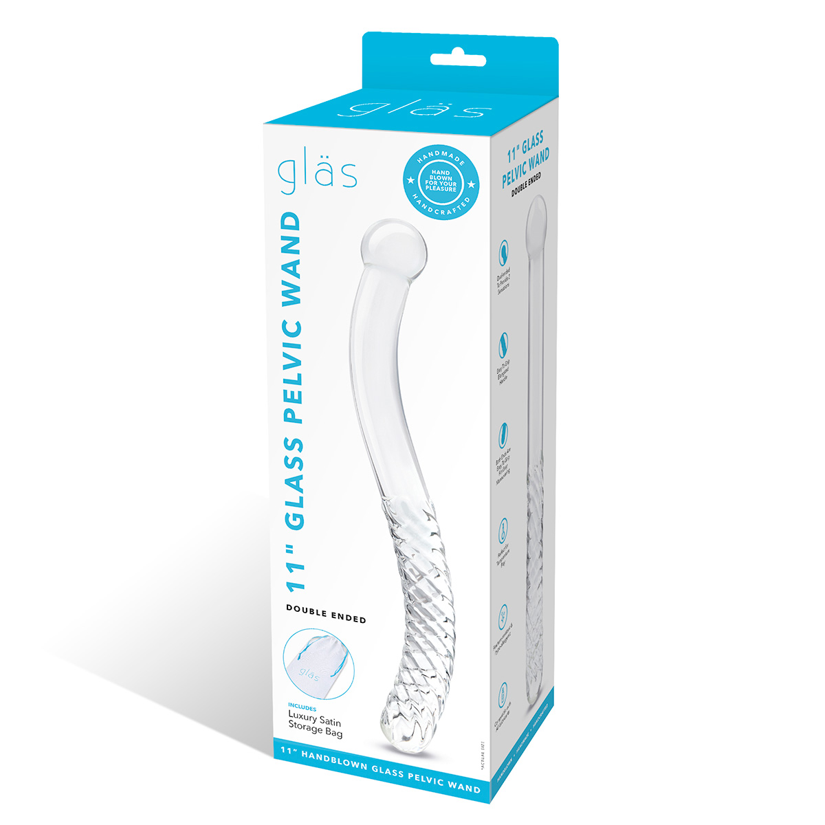 Glas Изящный фаллоимитатор с рельефом 11 in Glass Pelvic Wand Double Ended