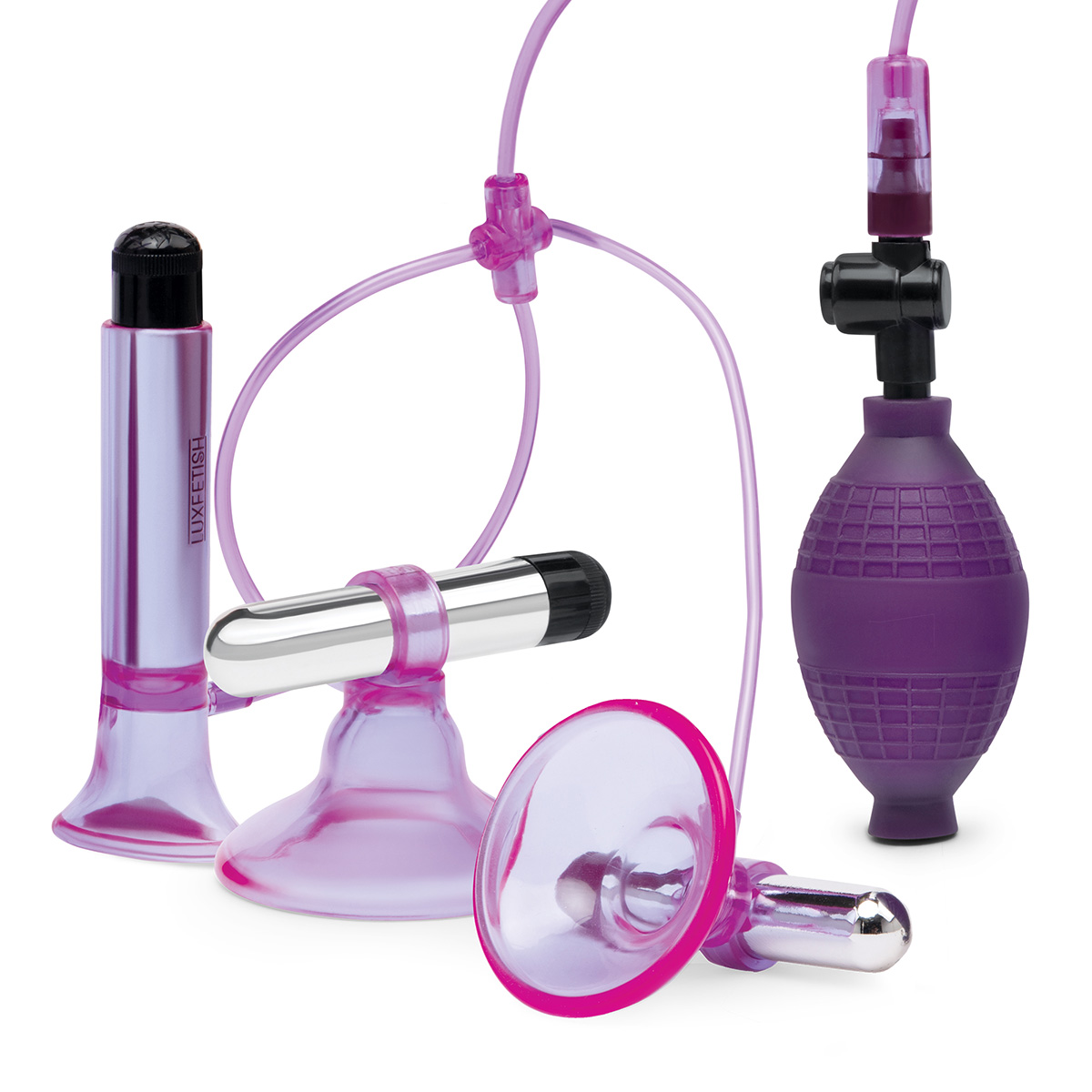 Lux Fetish Вибропомпа для клитора и сосков Vibrating Nipple Suckers with Clitoral Pump and Quick Release