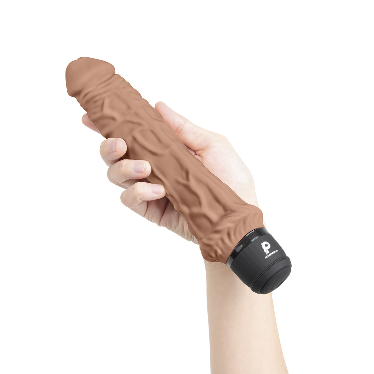 PowerCocks Классический массажер 8" Girthy Realistic Vibrator мокка