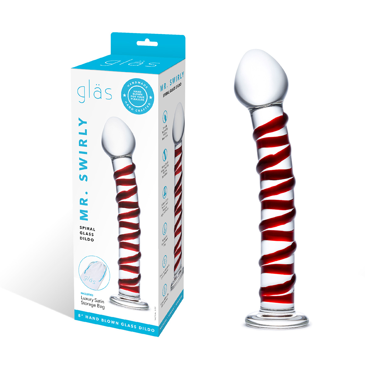 Glas Фаллос с рельефной красной спиралью из стекла Mr. SWIRLY