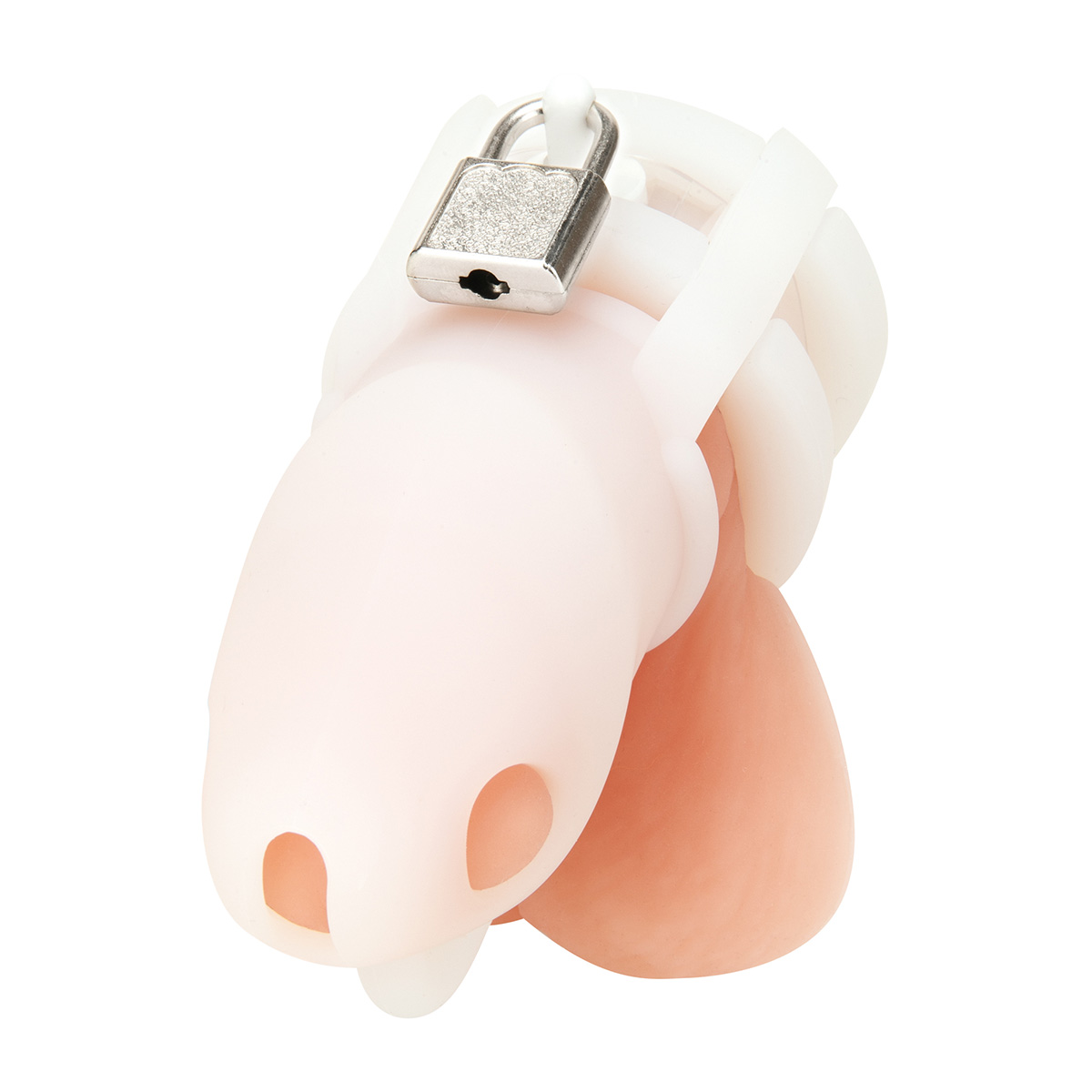 BlueLine Клетка для пениса белая Silicone Small 2 in Cock Cage With Ball Divider