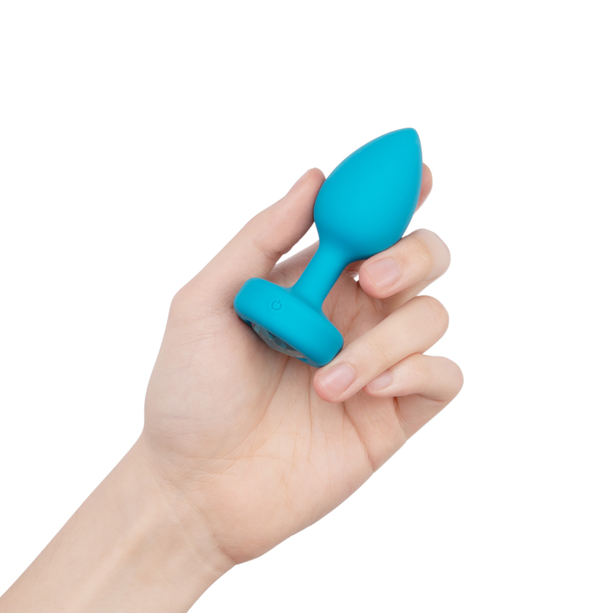 b-Vibe Вибрирующая втулка Vibrating Jewel Plug S/M бирюзового цвета
