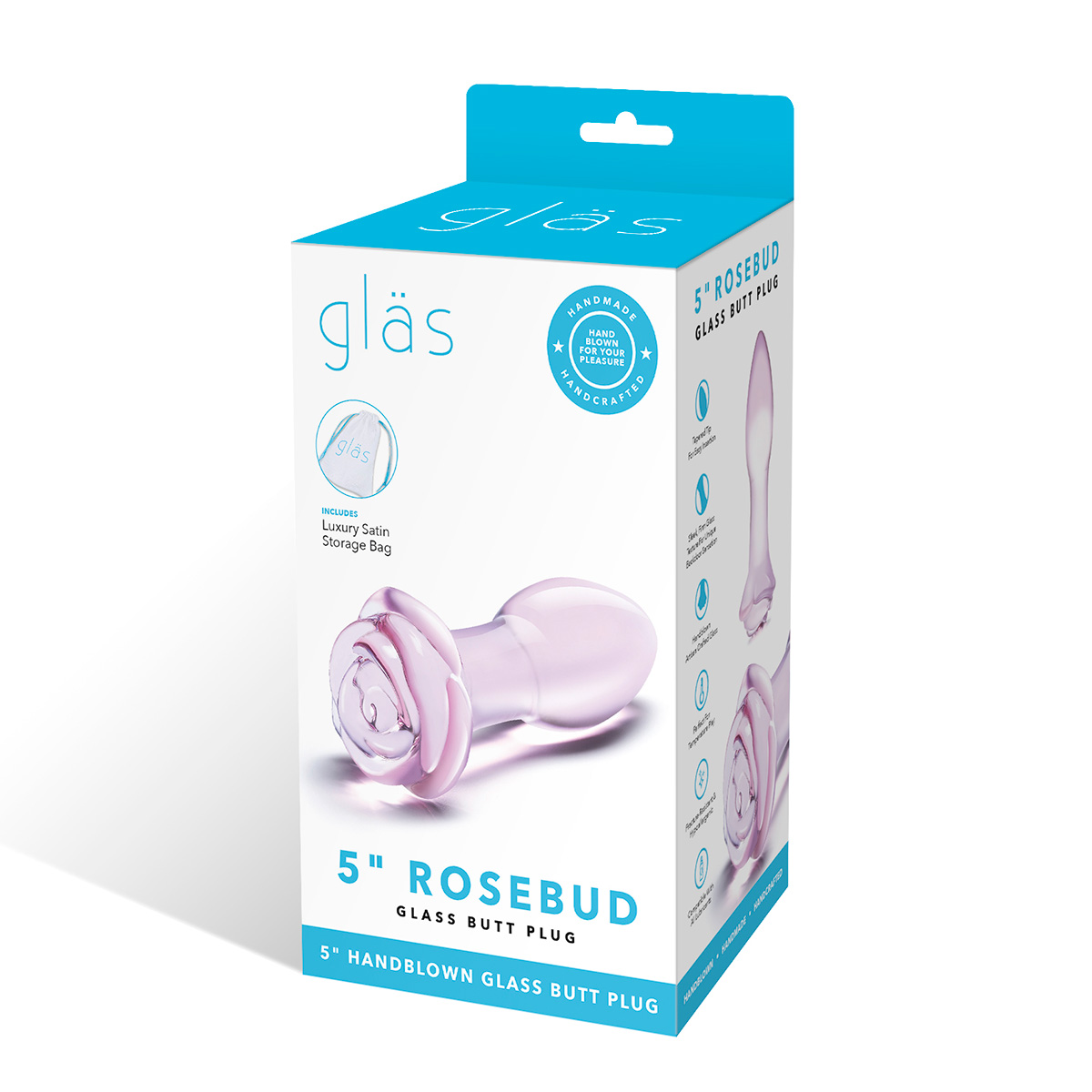 Glas Нежно-розовый анальный плаг из стекла Rosebud
