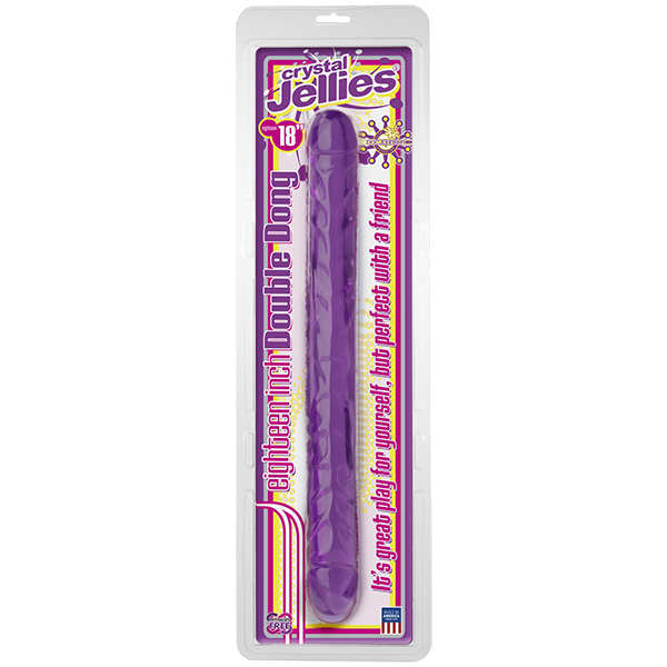 Двусторонний дилдо фиолетовый Crystal Jellies 18 Double Dong - Purple