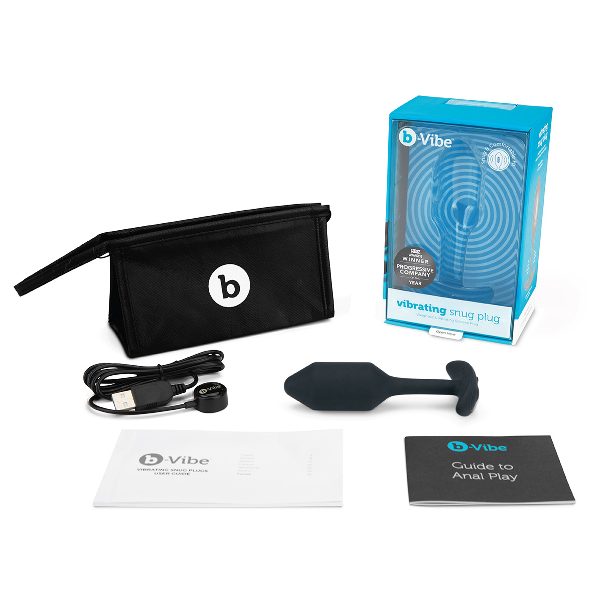 b-Vibe Профессиональная пробка для ношения с вибрацией черная B-Vibe Vibrating Snug Plug 2