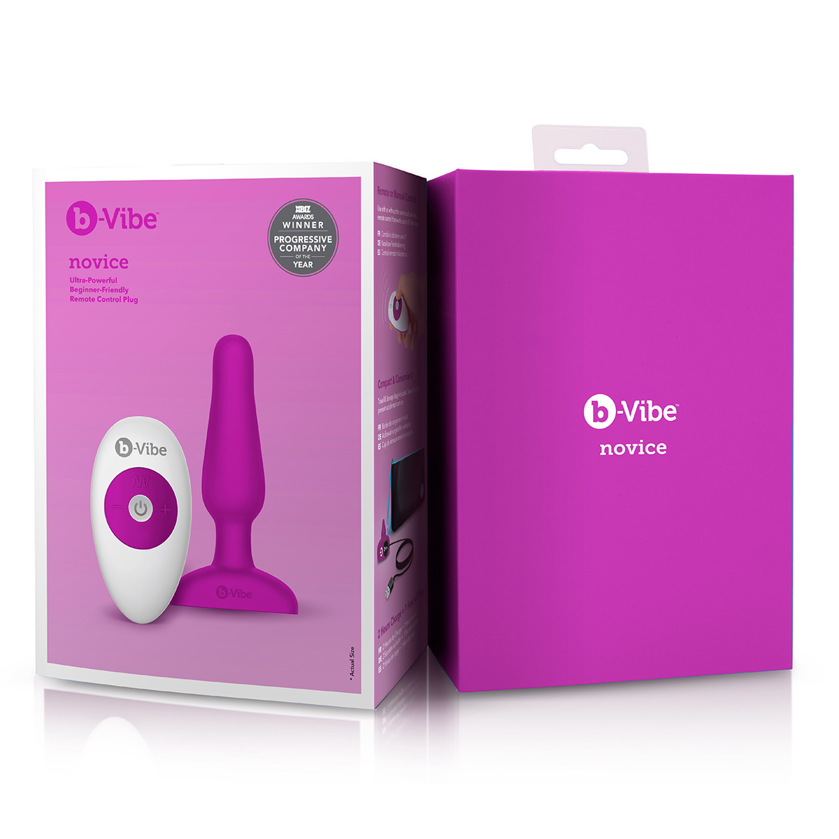 b-Vibe Анальный премиум-миниплаг b-Vibe Novice Plug фуксия