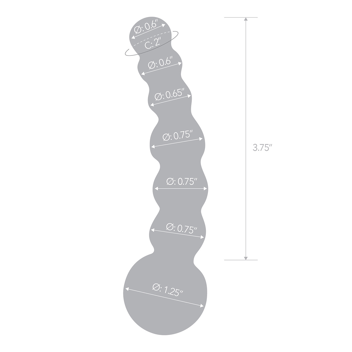 Glas Изогнутный прозрачный фаллос Beaded Dildo