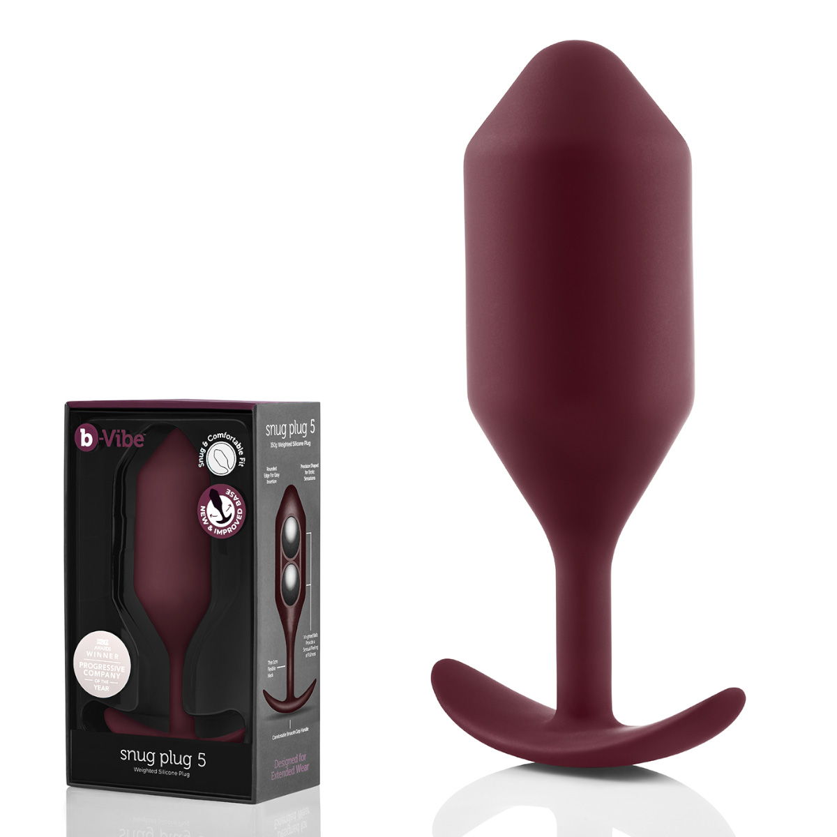 b-Vibe Профессиональная пробка для ношения B-vibe Snug Plug 5 бордо