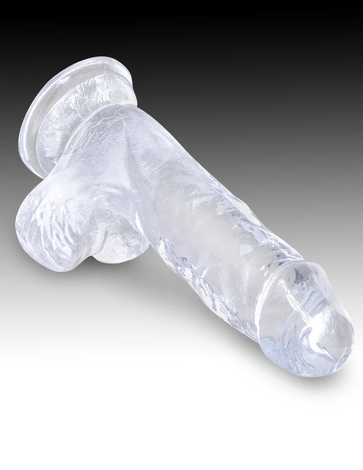 Прозрачный фаллоимитатор с мошонкой на присоске King Cock Clear 5 Cock with Balls