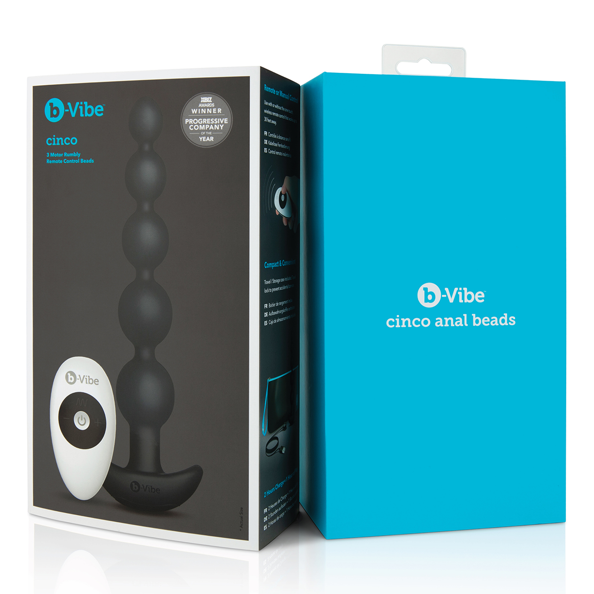 b-Vibe Анальные премиум-бусы с 3 моторами B-Vibe Cinco Anal Beads черные