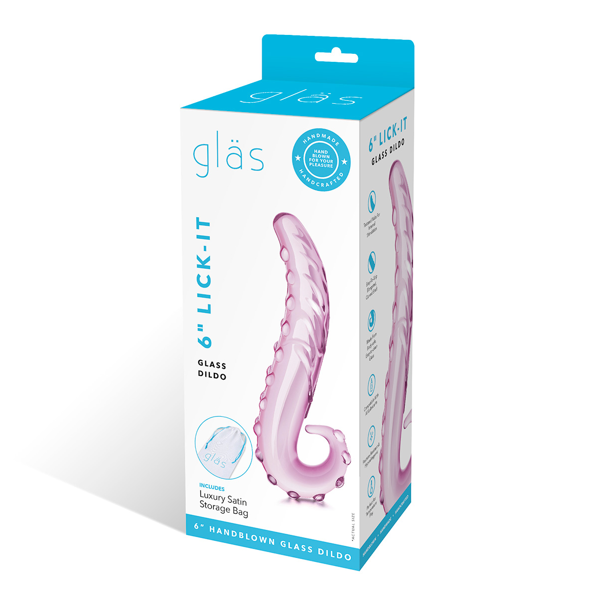 Glas Изогнутый текстурированный стимулятор из стекла LICK-IT