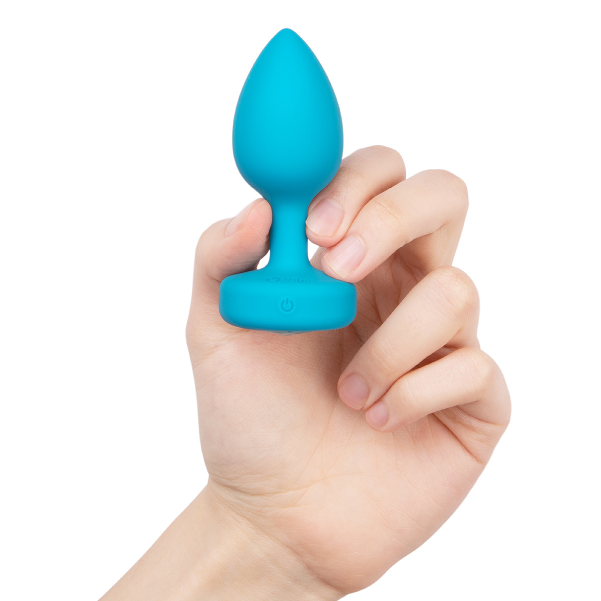 b-Vibe Вибрирующая втулка Vibrating Jewel Plug S/M бирюзового цвета