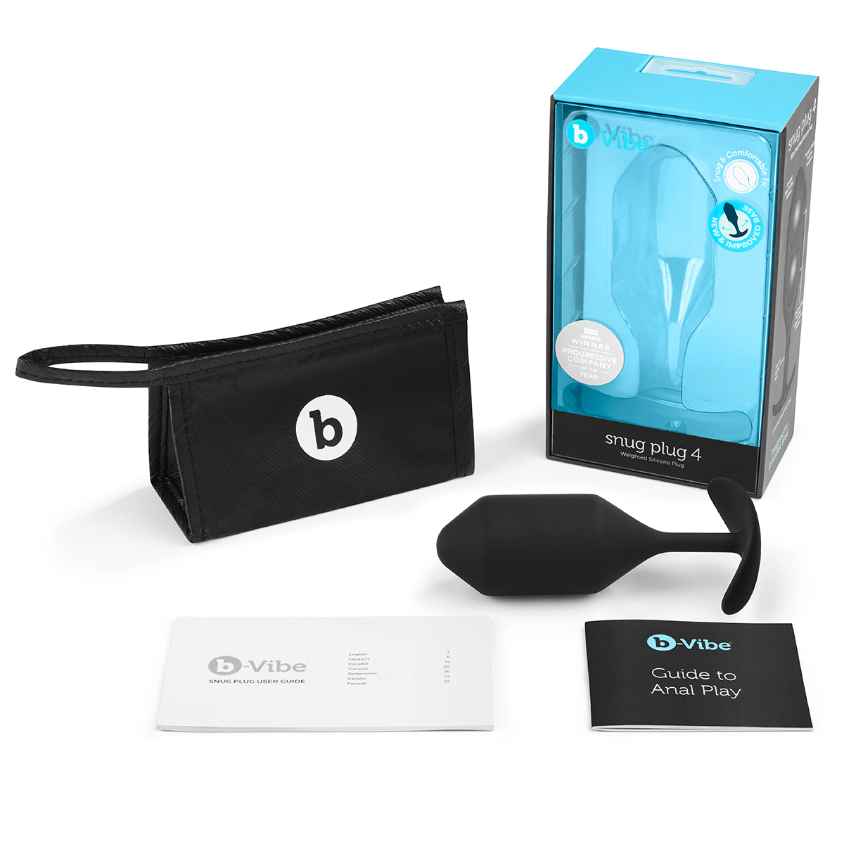 b-Vibe Профессиональная пробка для ношения B-vibe Snug Plug 4 черная