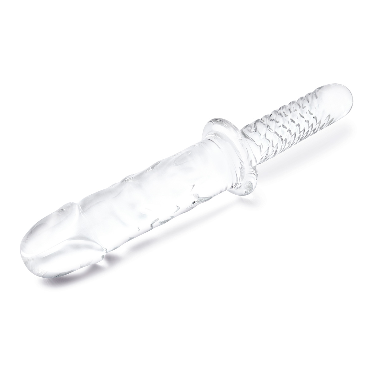 Glas Стеклянный фаллоимитатор двусторонний 11 in Girthy Cock Double Ended With Handle