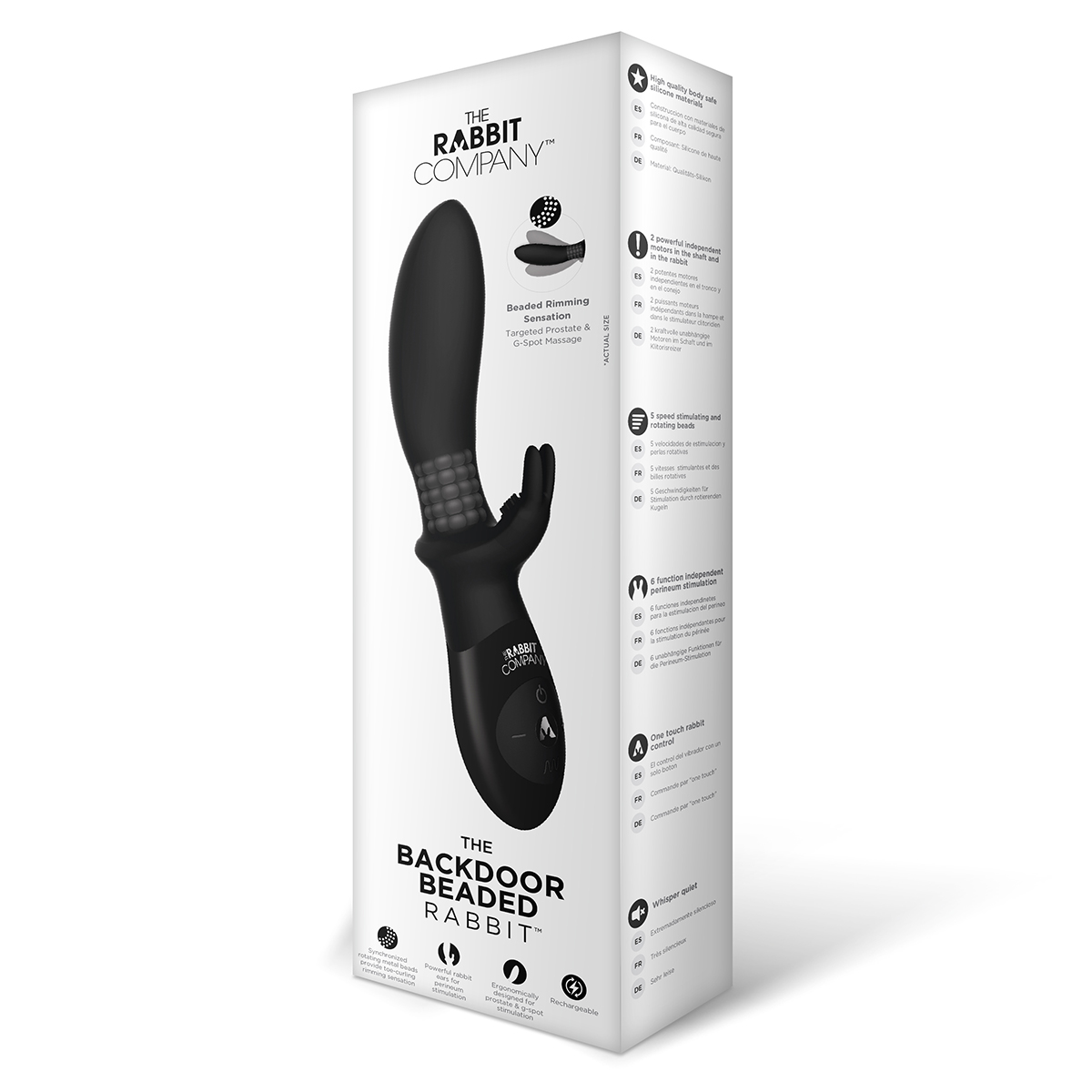 The Rabbit Company Анальный римминг кролик-бэкдор с шариками черный 12 режимов
