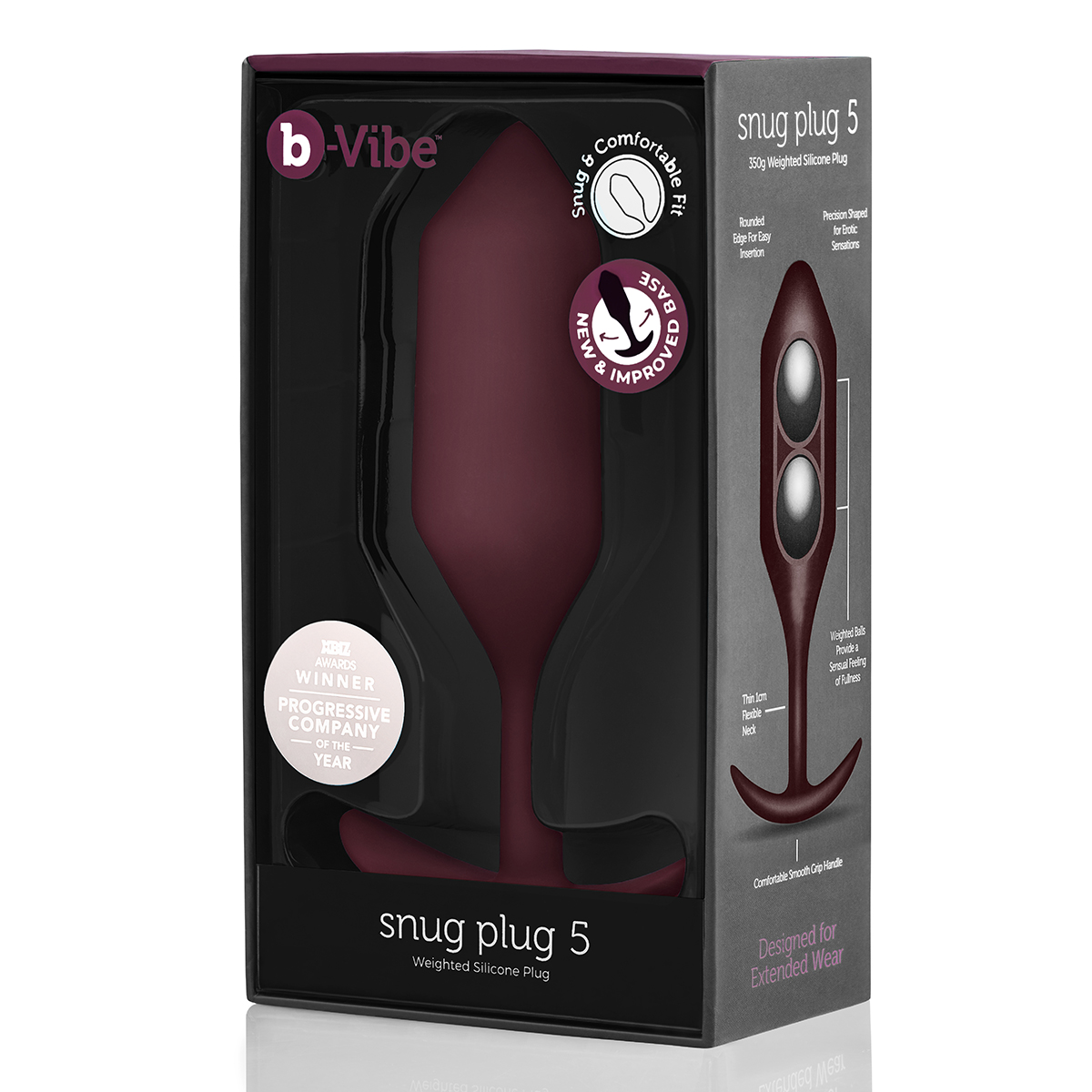 b-Vibe Профессиональная пробка для ношения B-vibe Snug Plug 5 бордо