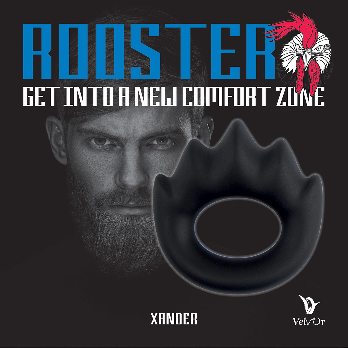 Velv'Or Кольцо с массажными гребнями эрекционное Velv'Or Rooster Xander