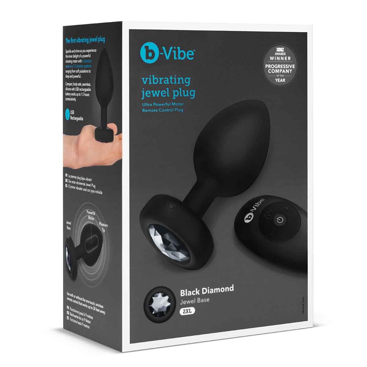 b-Vibe Вибрирующая втулка Vibrating Jewel Plug XXL черного цвета