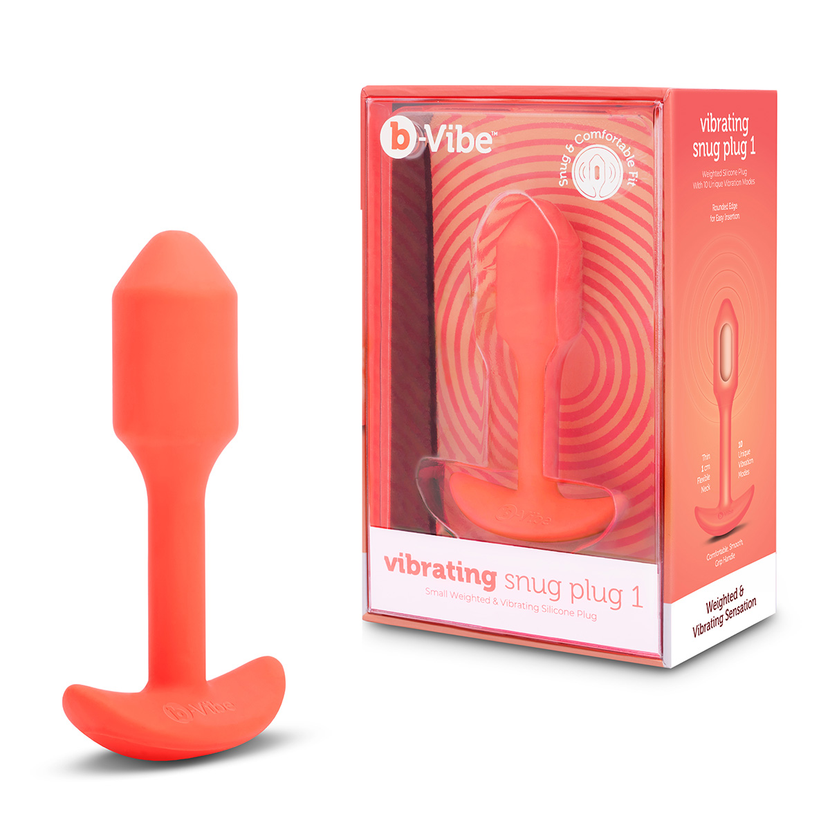 b-Vibe Профессиональная пробка для ношения с вибрацией оранжевая b-Vibe Vibrating Snug Plug 1