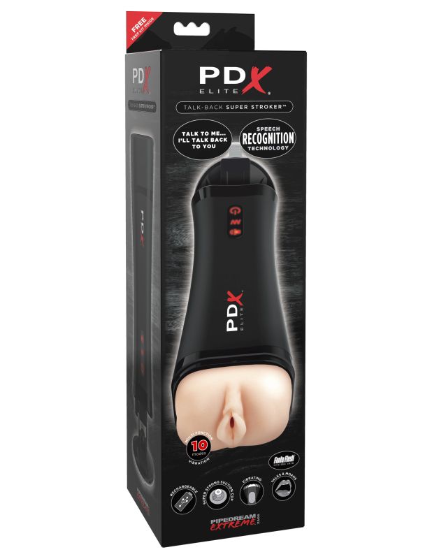 Вибромастурбатор вагина с голосовым откликом PDX Elite Talk Back Super Stroker