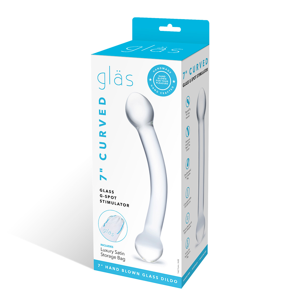 Glas Прозрачный фаллос для точки G Curved G-Spot Stimulator