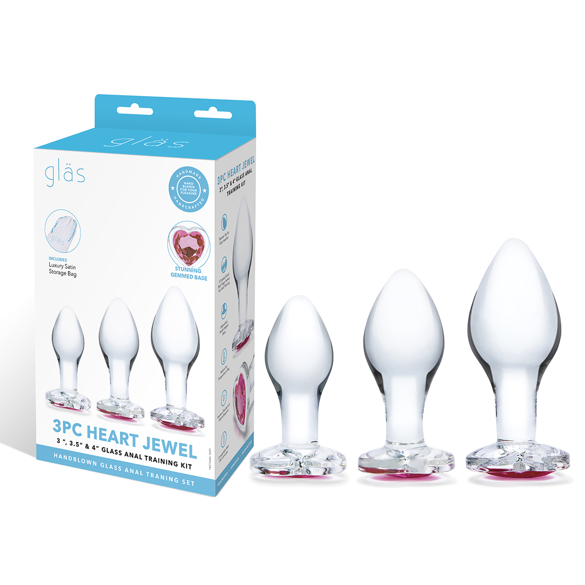 Glas Набор из трех анальных стимуляторов HEART JEWEL