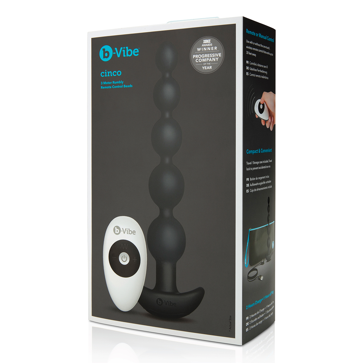 b-Vibe Анальные премиум-бусы с 3 моторами B-Vibe Cinco Anal Beads черные
