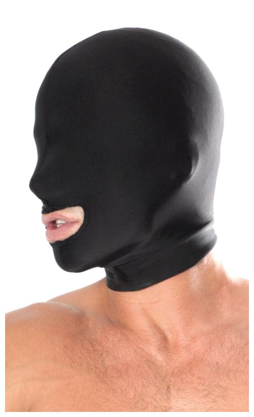Маска с отверстием для рта черная Fetish Fantasy  Series Spandex Open Mouth Hood