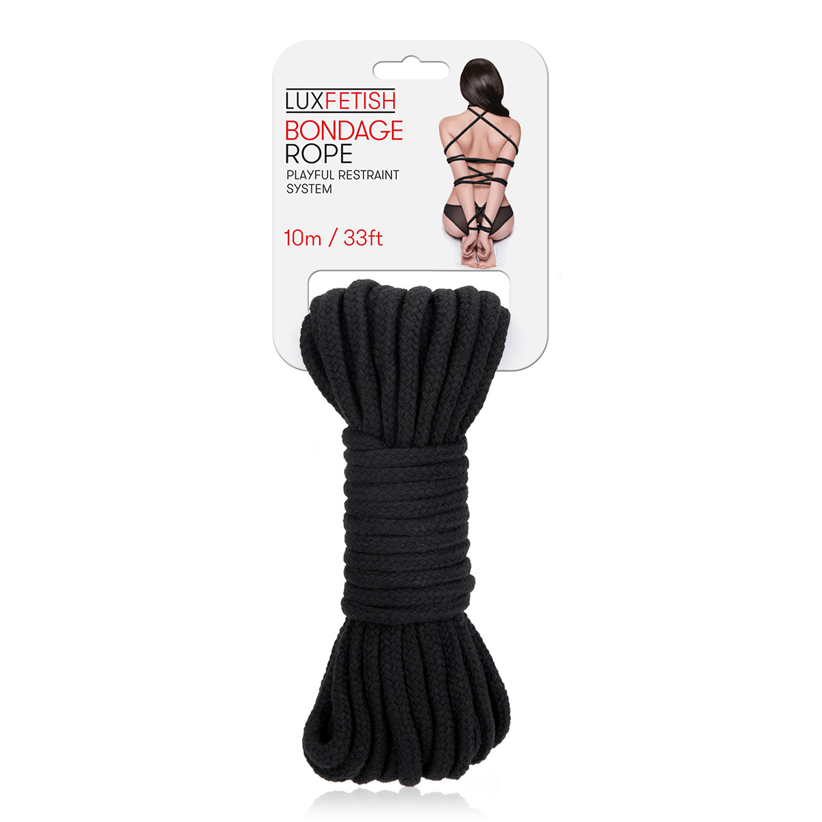 Lux Fetish Черная хлопковая веревка 10 м для связывания Bondage Rope