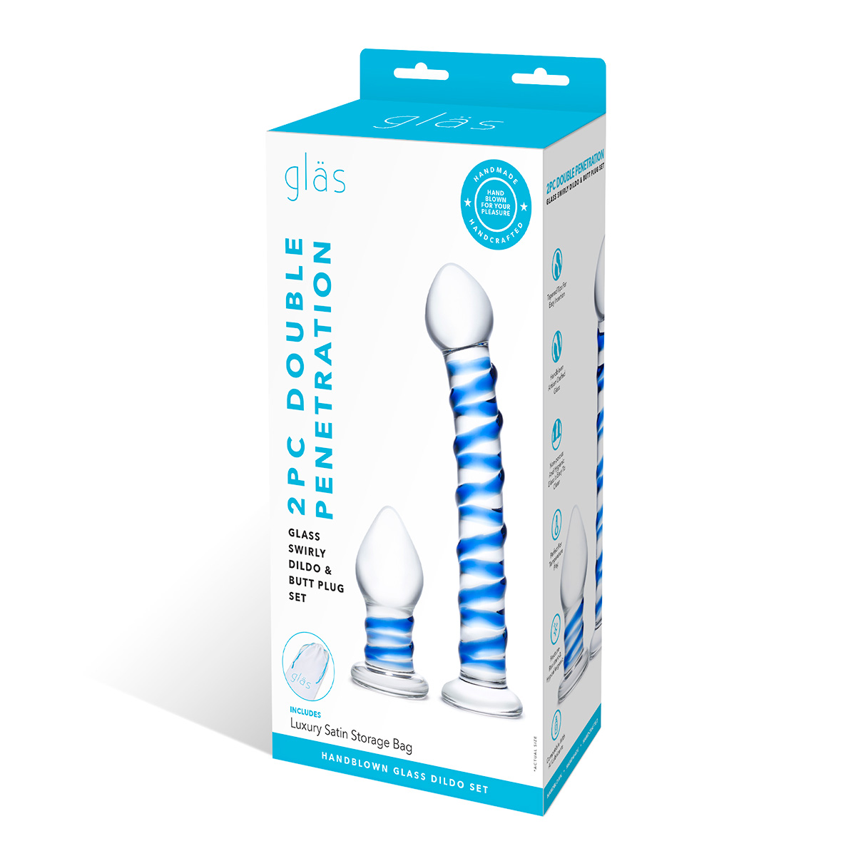 Glas Сет из 2-х стеклянных игрушек SWIRLY DILDO & BUTTPLUG SET