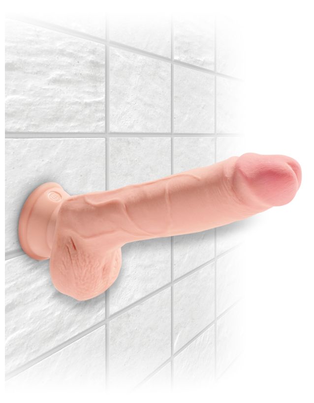 Фаллоимитатор на присоске King Cock Plus 9 Triple Density Cock with Balls - Flesh