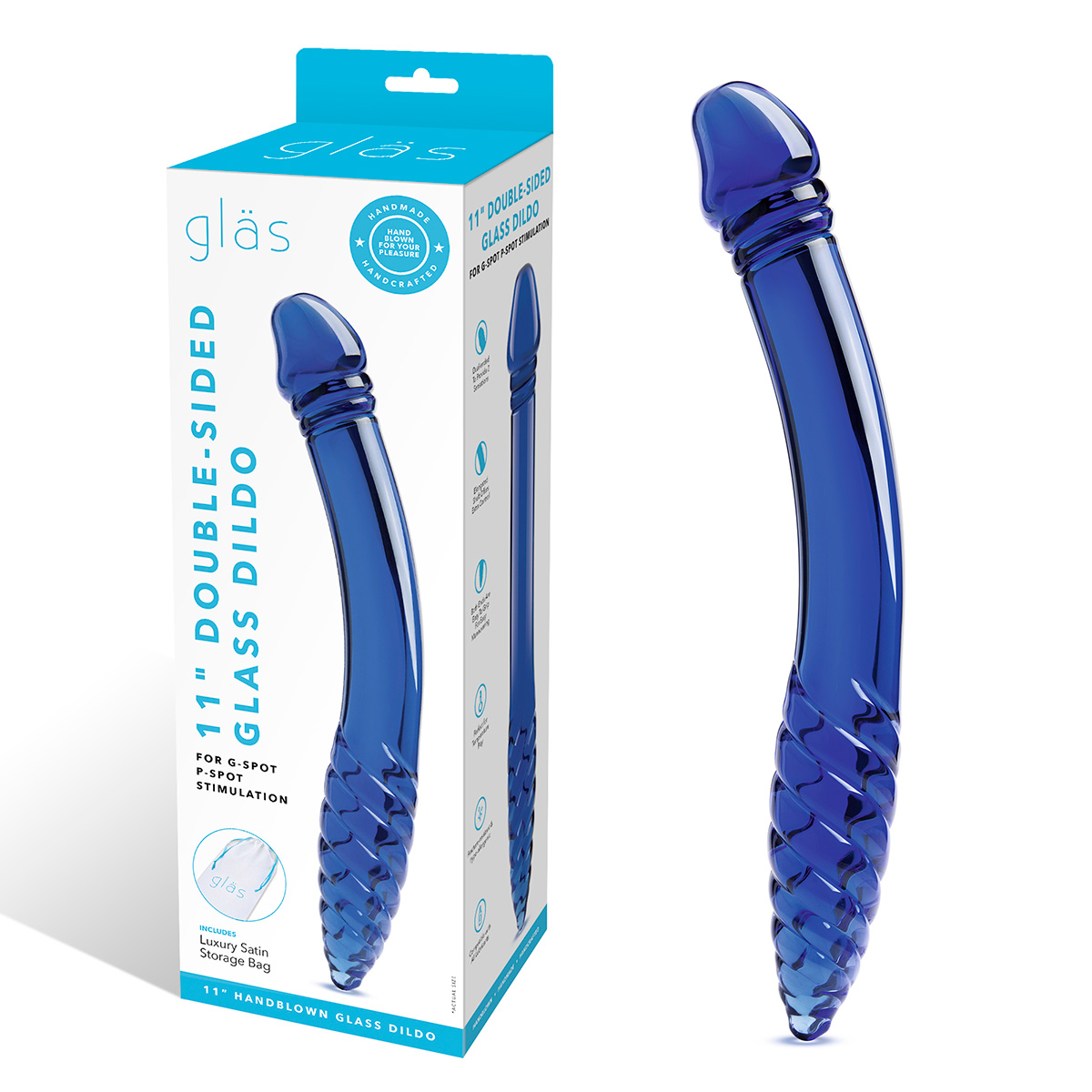 Glas Двухголовый рельефный стимулятор 11 in Double-sided Glass Dildo For G-Spot P-Spot Stimulation