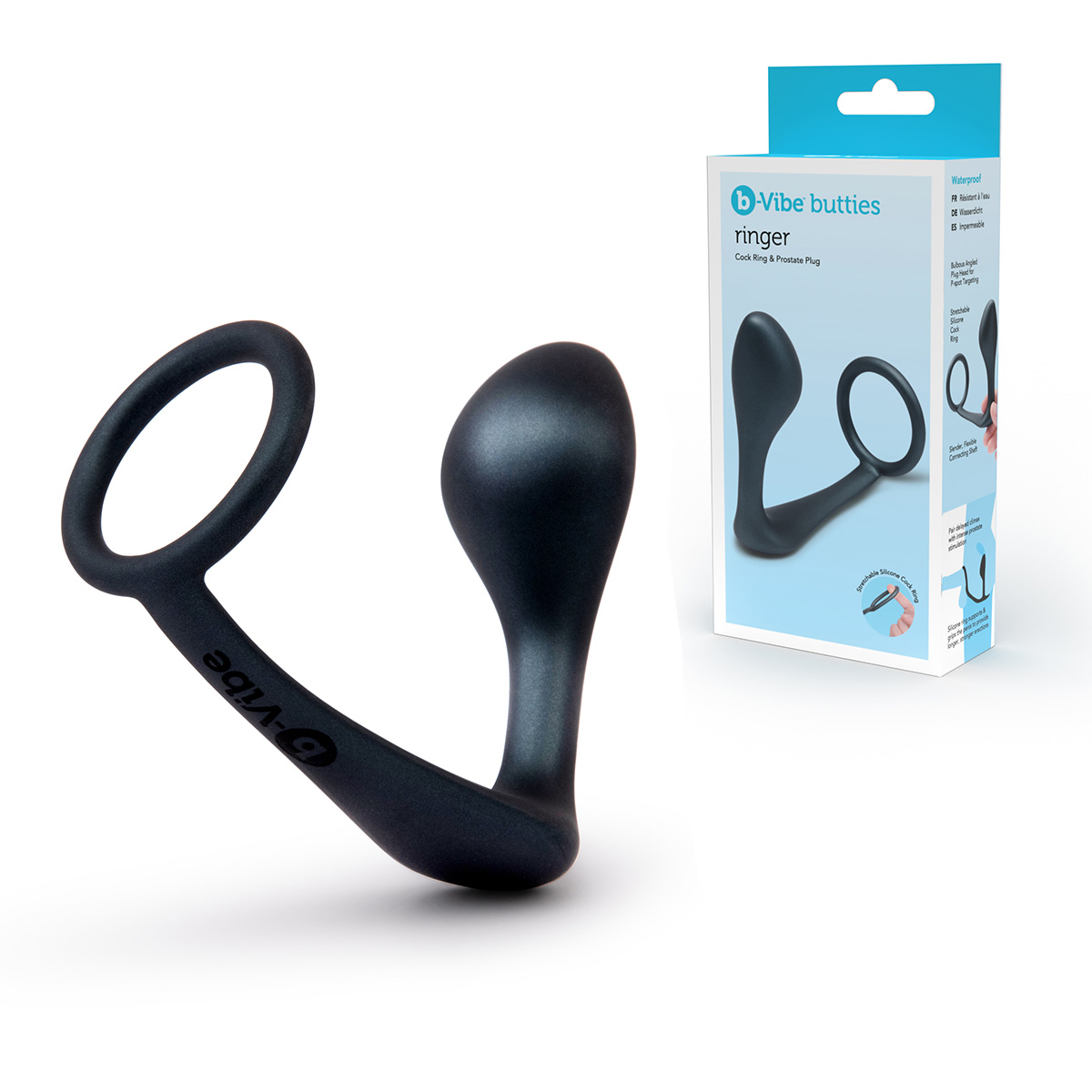 b-Vibe Анальный плаг с кольцом для простаты RINGER COCK RING & PLUG