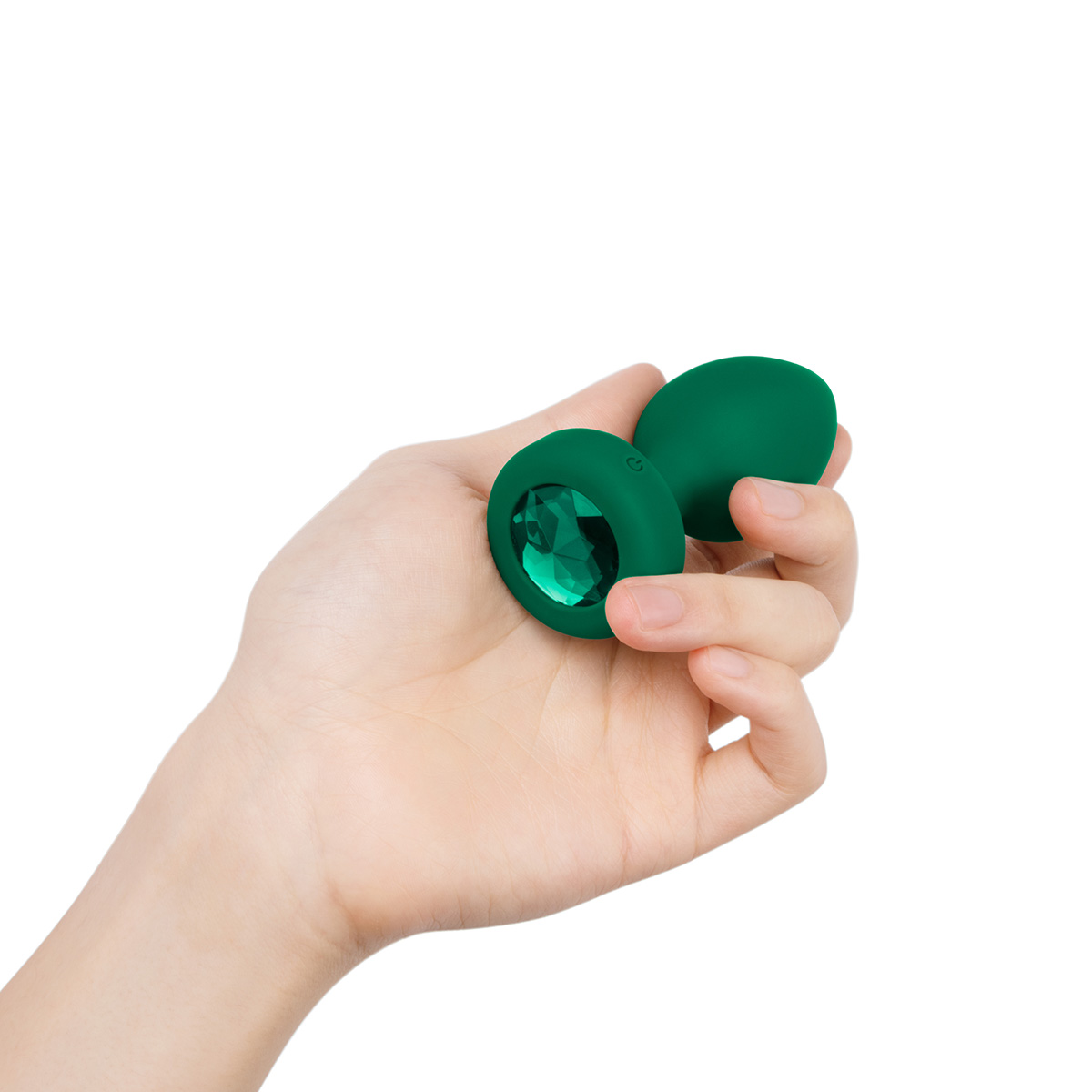 b-Vibe Вибрирующая втулка Vibrating Jewel Plug M/L зеленого цвета
