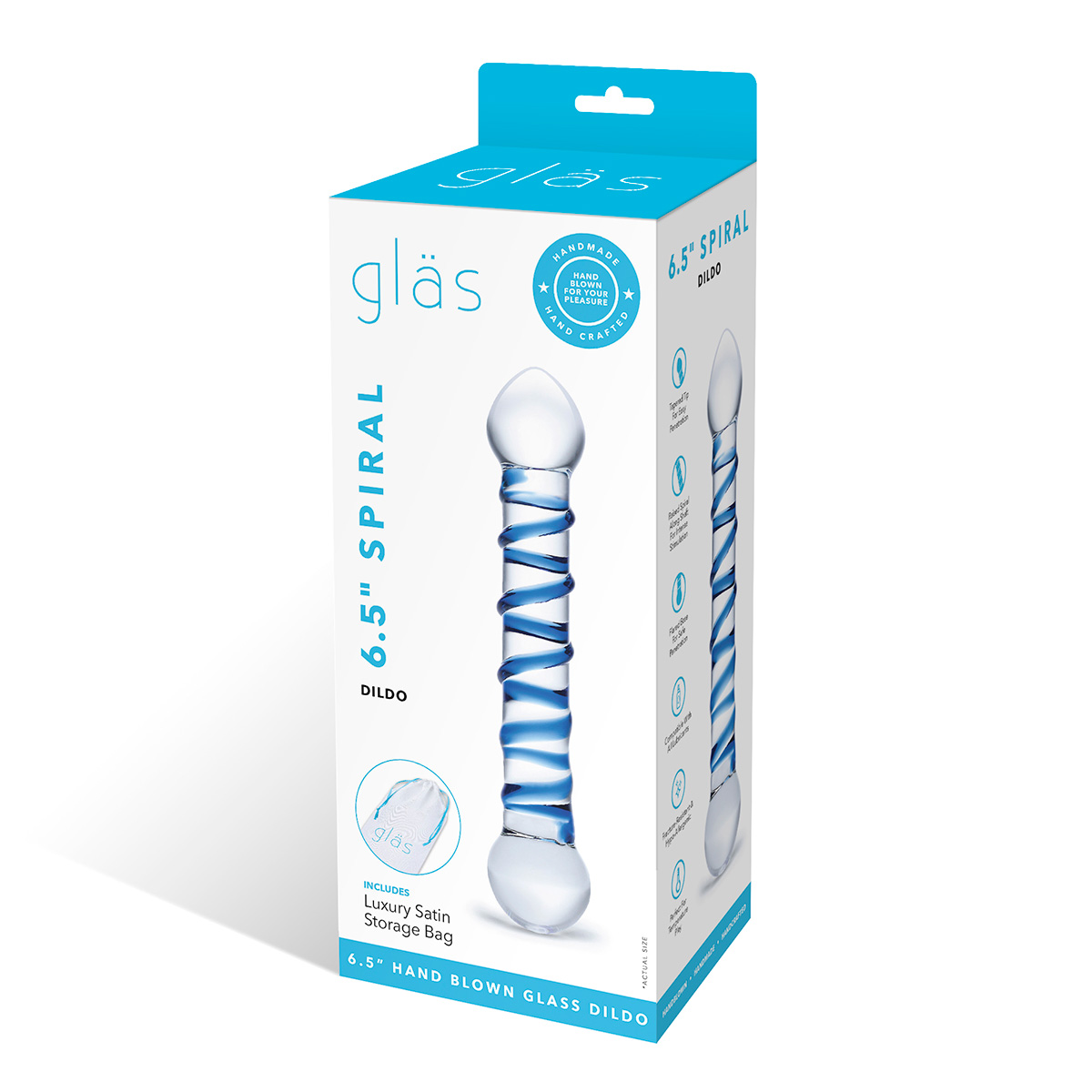 Glas Прозрачный фаллос с голубой спиралью Spiral Dildo