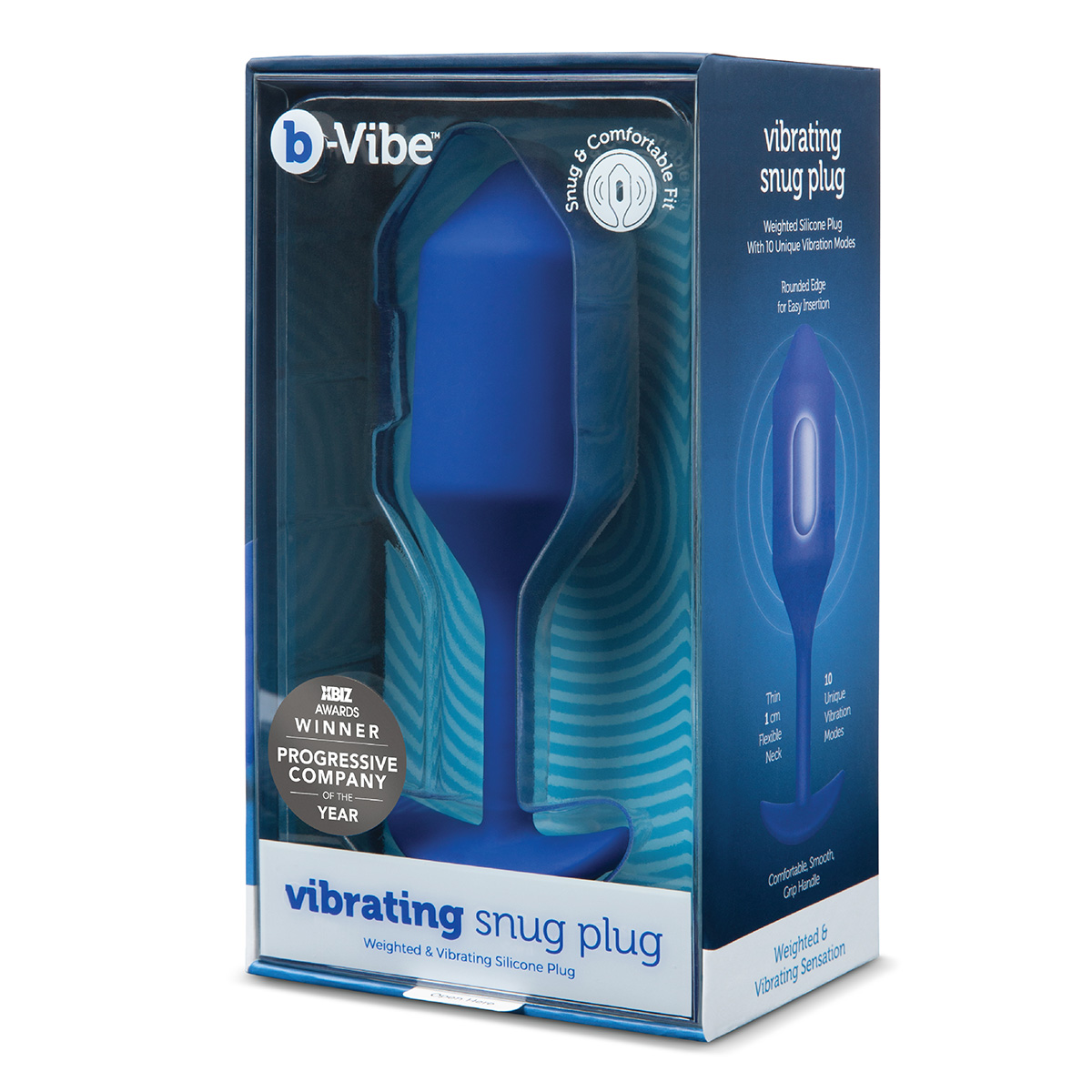 b-Vibe Профессиональная пробка для ношения с вибрацией синяя B-Vibe Vibrating Snug Plug 4