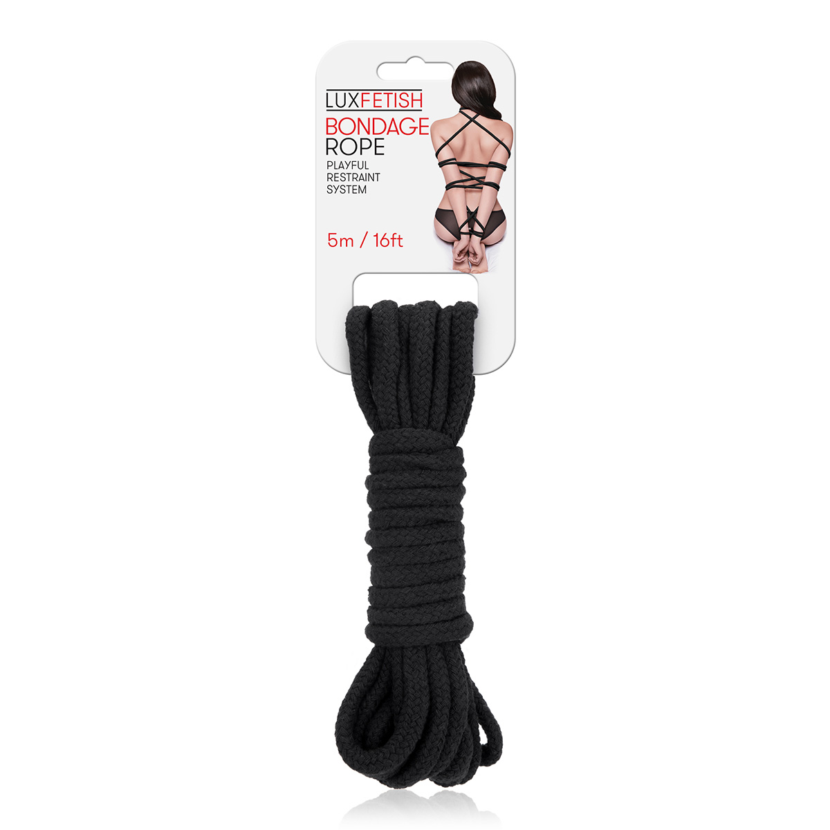 Lux Fetish Черная хлопковая веревка 5 м для связывания Bondage Rope