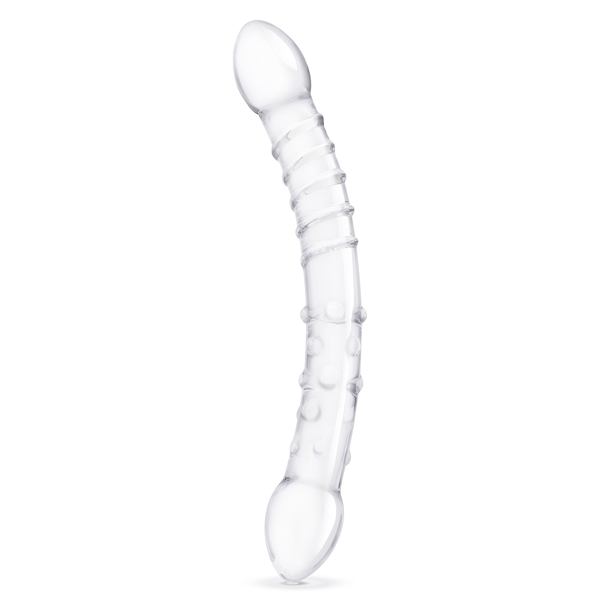 Glas Фаллоимитатор двусторонний прозрачный текстурный 12 in Girthy Double Trouble Glass Dildo