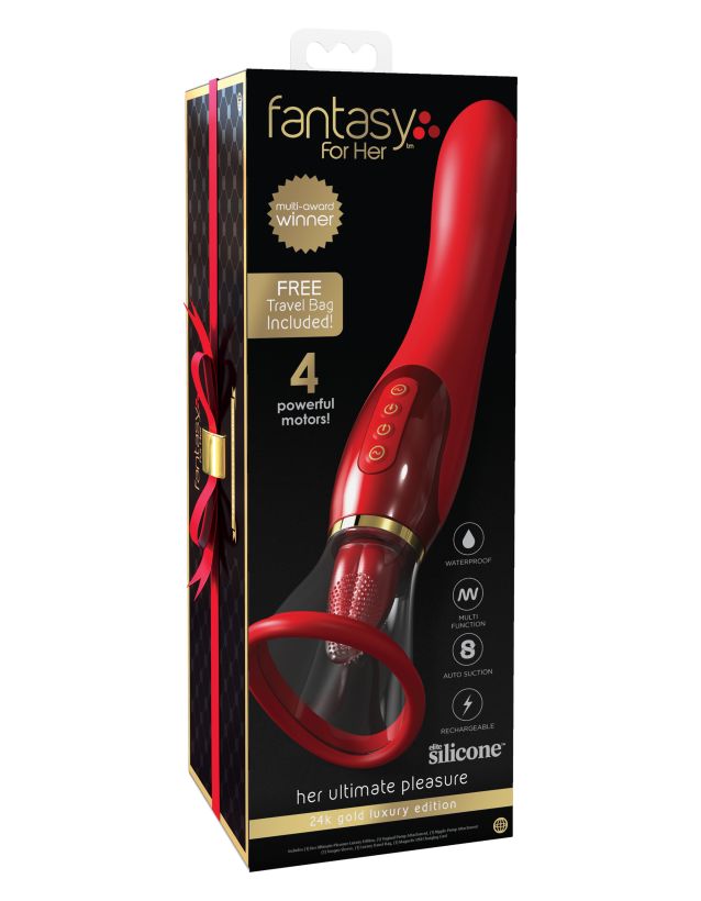 Двухсторонний вибростимулятор Fantasy For Her Ultimate Pleasure 24K Gold Luxury Edition