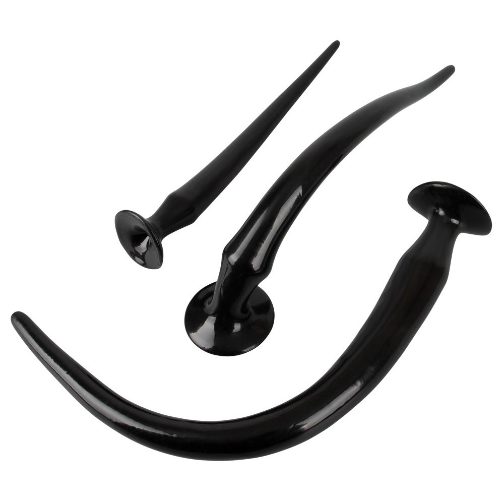 Набор длинных анальных пробок Super Long Flexible Butt Plug Set (черные)