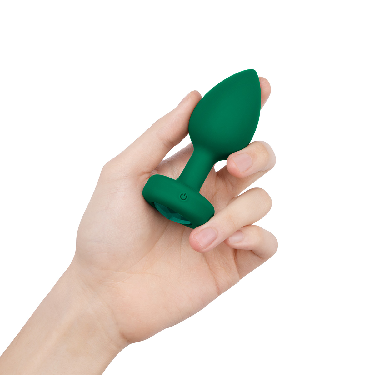 b-Vibe Вибрирующая втулка Vibrating Jewel Plug M/L зеленого цвета