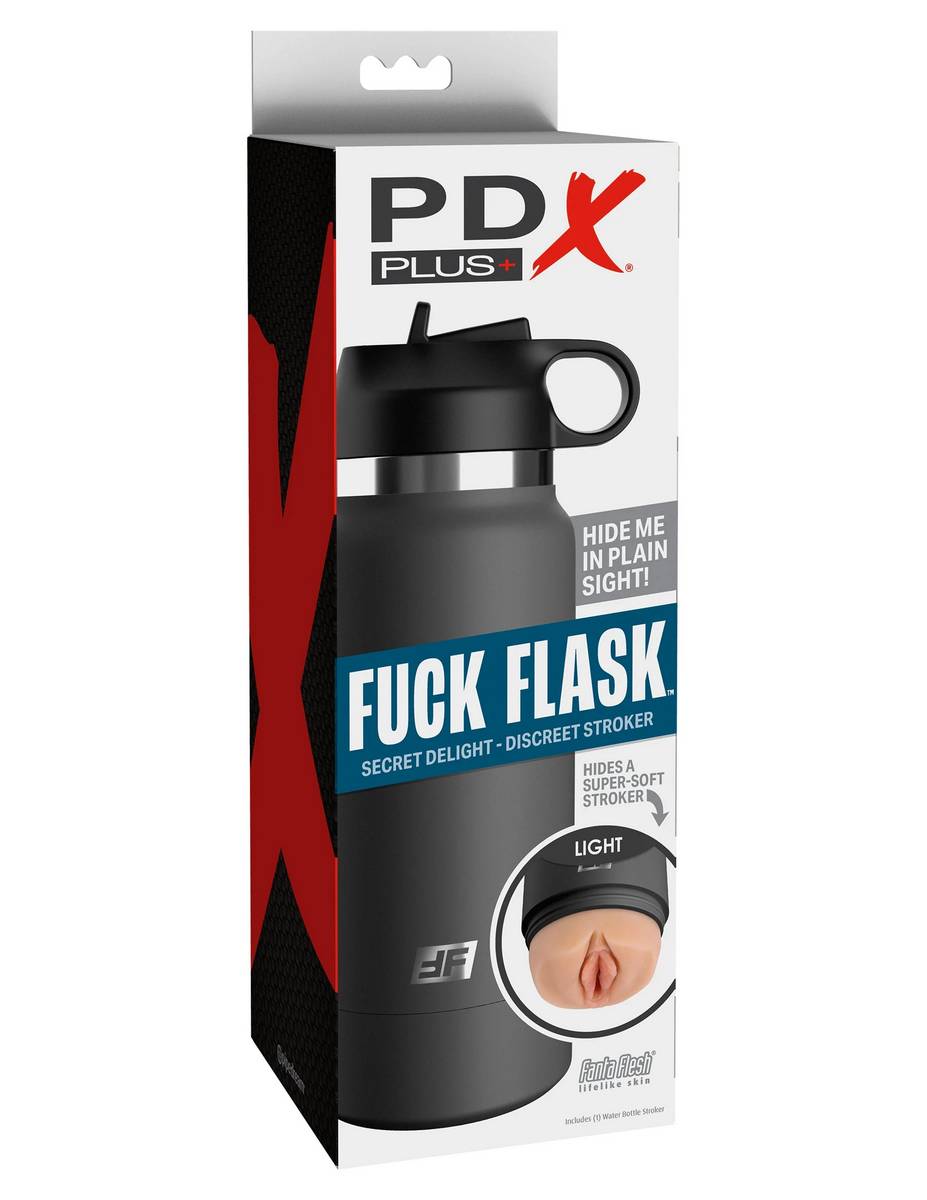 Мастурбатор телесный в серой фляге FUCK FLASK