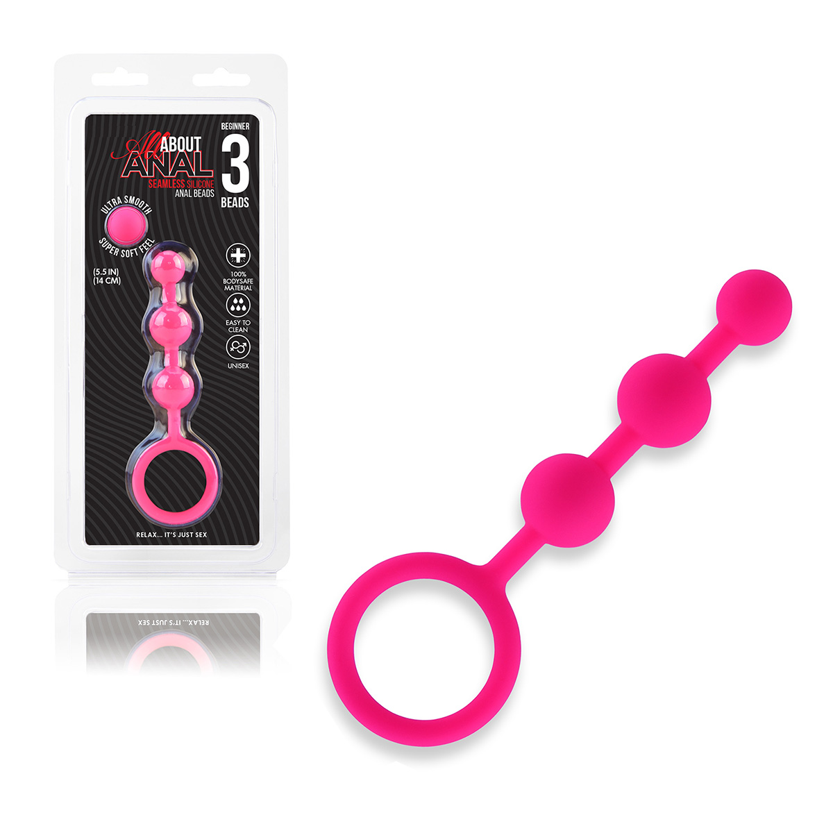 All about anal Розовые силиконовые анальные бусины Silicone Anal Beads 3 шарика