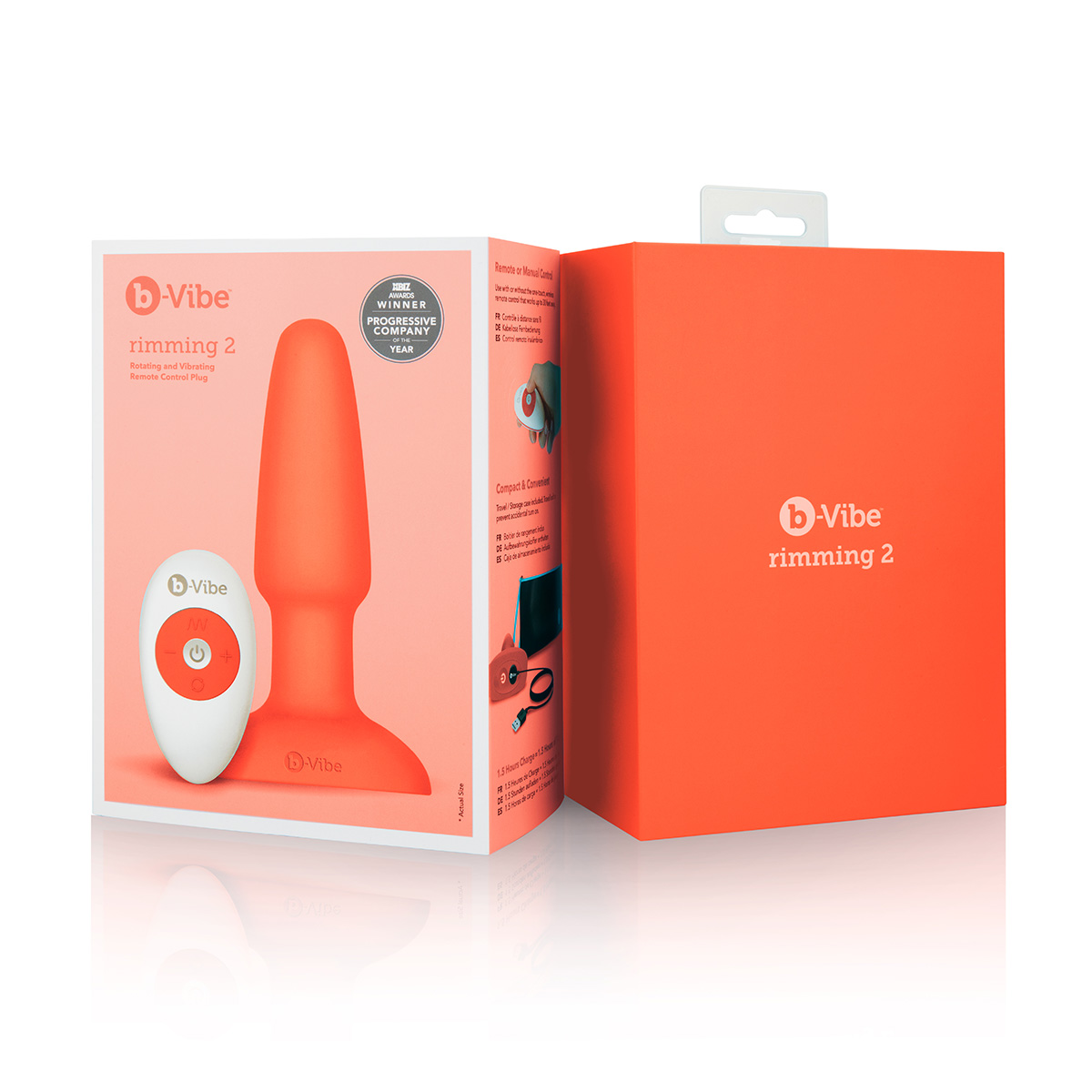 b-Vibe Анальная премиум-пробка с римминг эффектом B-Vibe Rimming Plug оранжевая