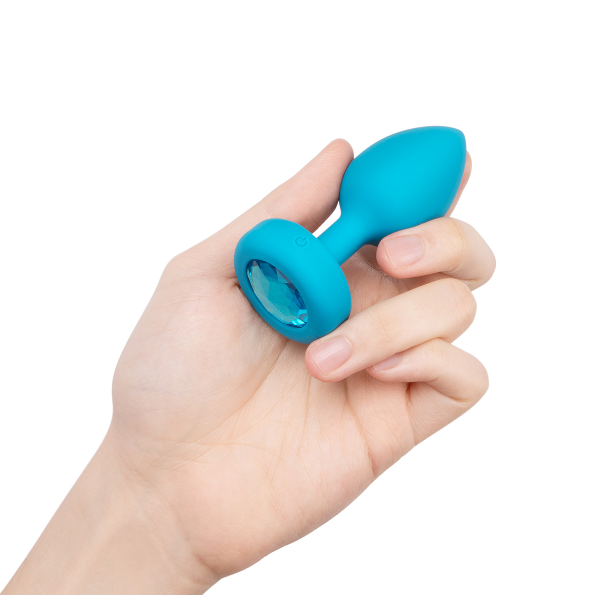 b-Vibe Вибрирующая втулка Vibrating Jewel Plug S/M бирюзового цвета