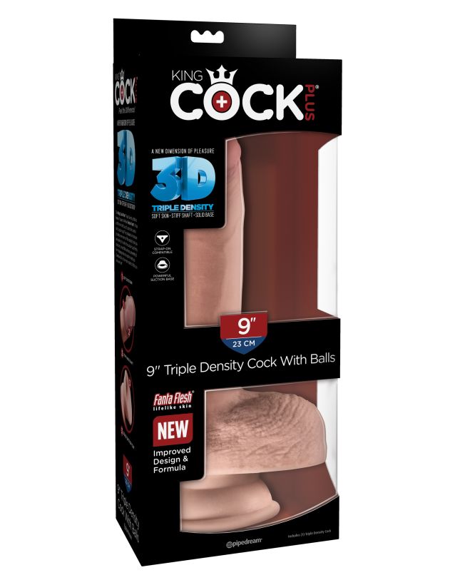 Фаллоимитатор на присоске King Cock Plus 9 Triple Density Cock with Balls - Flesh