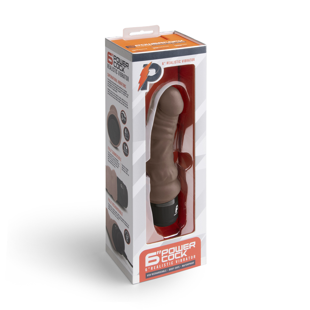 PowerCocks Небольшой массажер 6" Realistic Vibrator шоколад