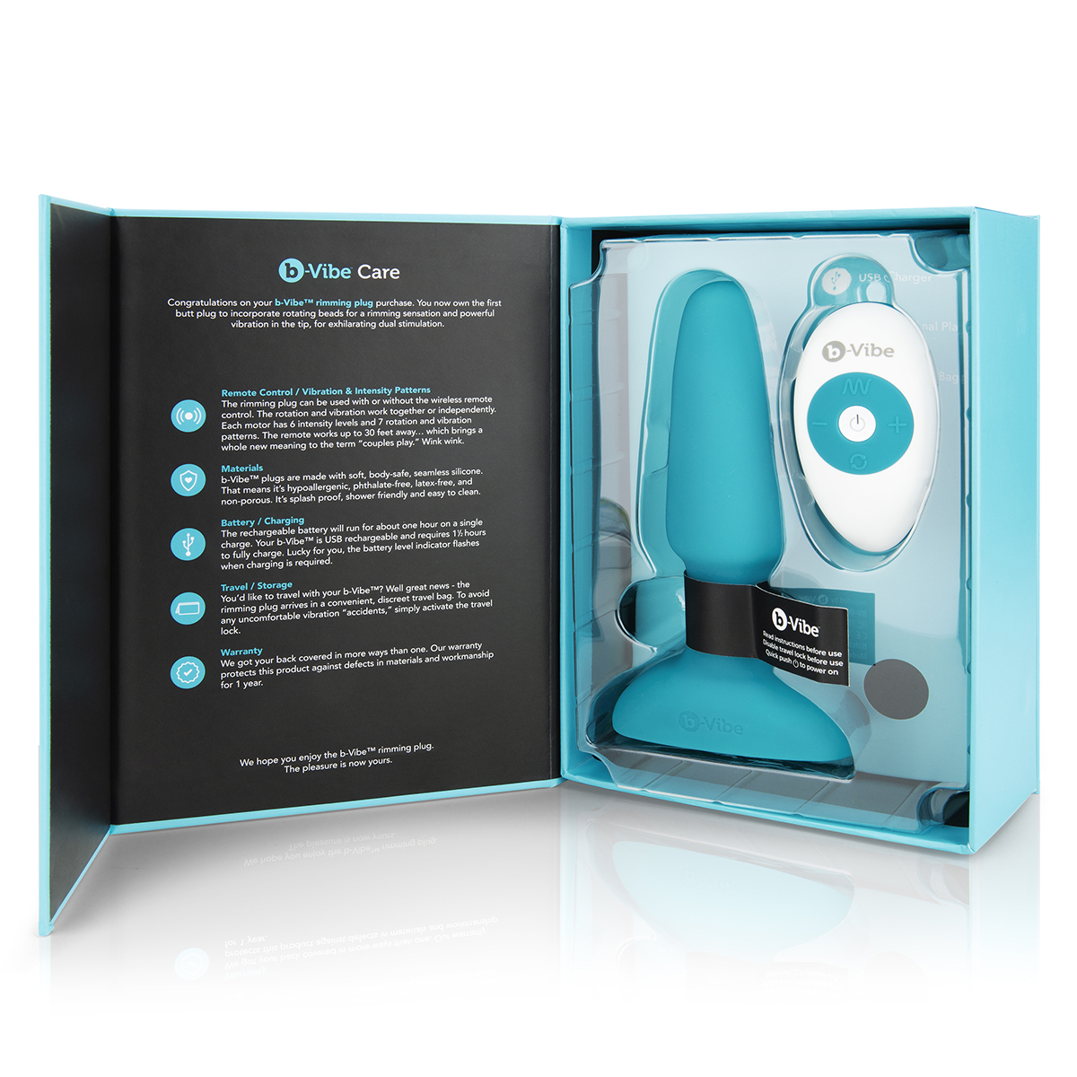 b-Vibe Анальная премиум-пробка с римминг эффектом B-Vibe Rimming Plug голубая